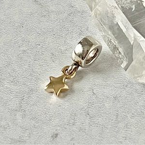 Pandora 14k Gold Star and Sterling Silver Charm